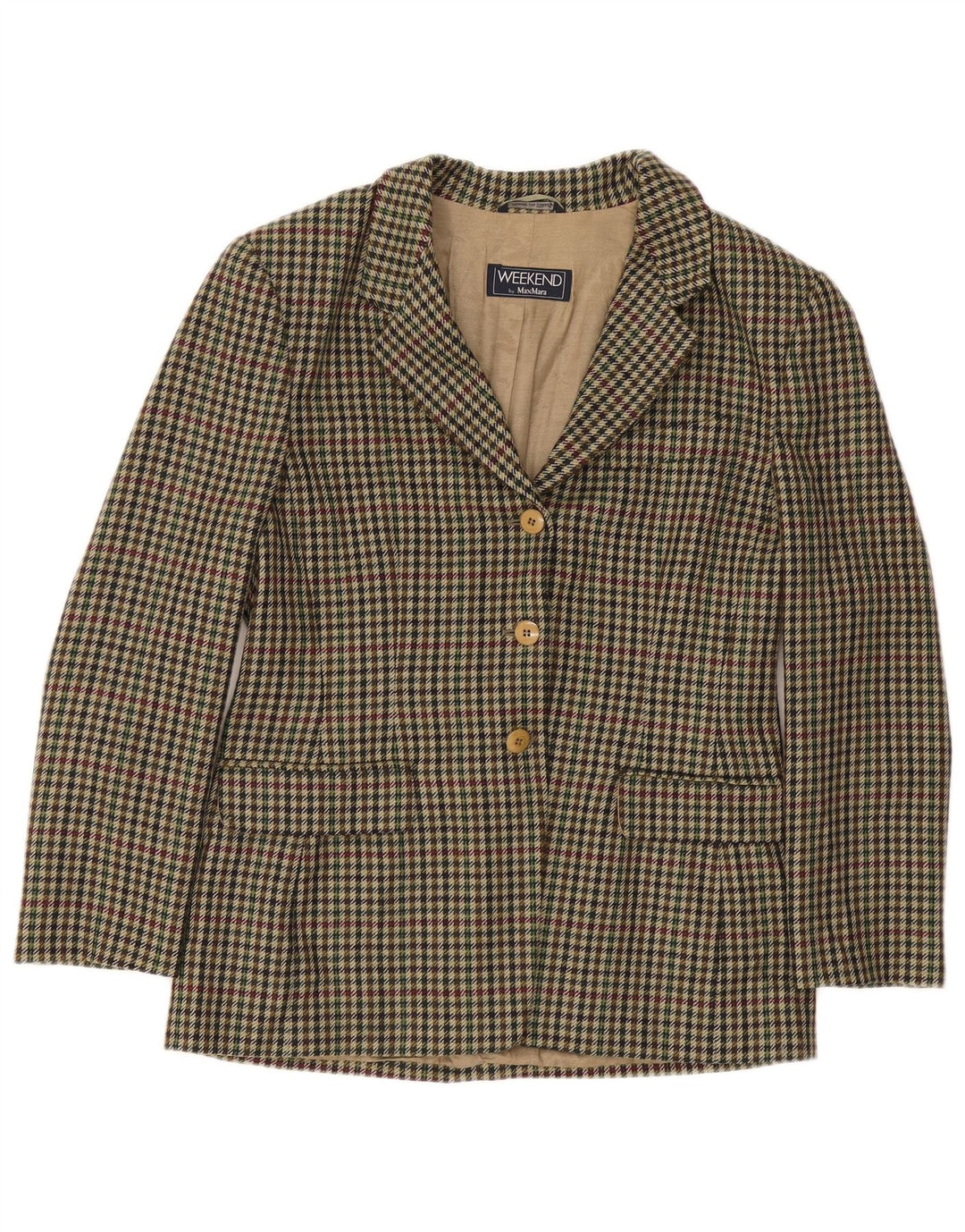 Giacca blazer da weekend da donna Max Mara UK 16 grande pied de poule verde