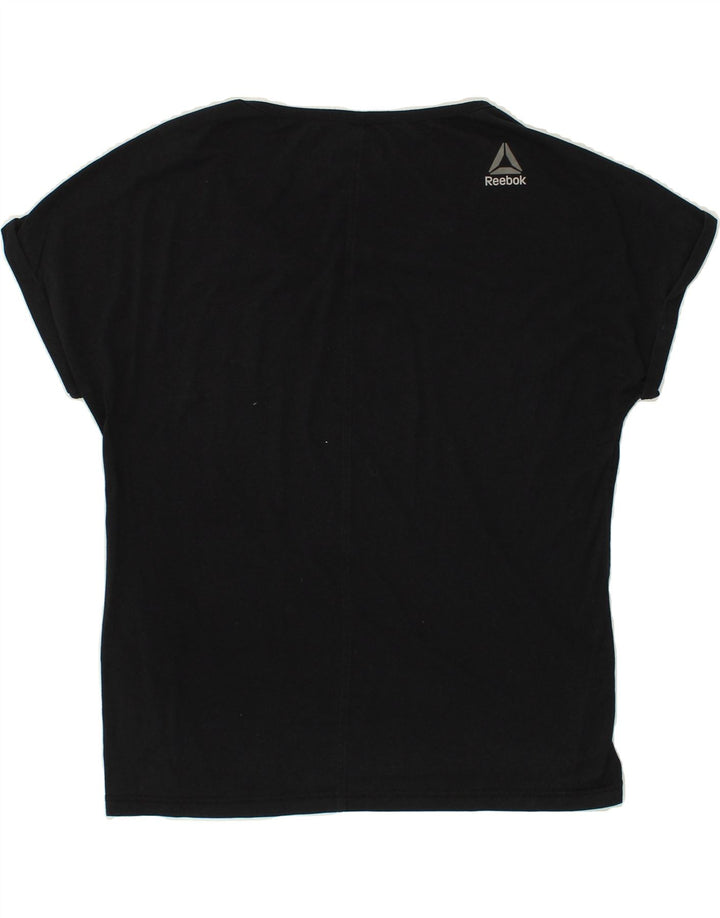 REEBOK Womens Graphic T-Shirt Top UK 16/18 Large Black Vintage Reebok and Second-Hand Reebok from Messina Hembry 