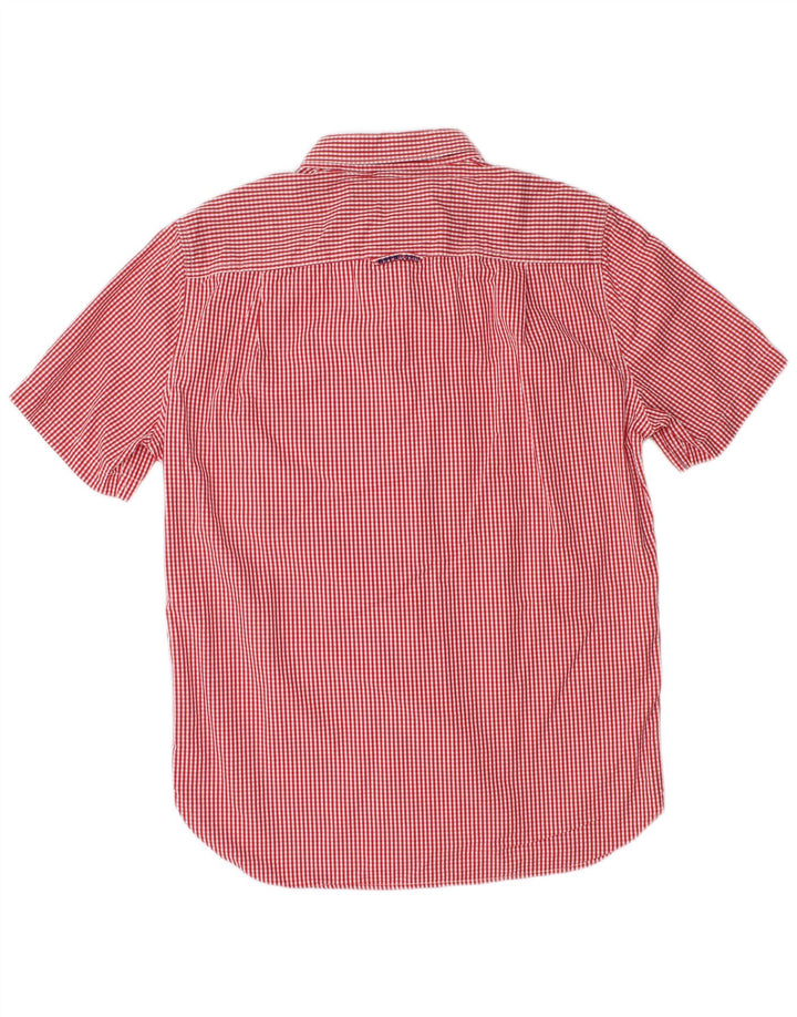 Camicia a maniche corte da uomo SUPERDRY grande in cotone a quadretti rossi