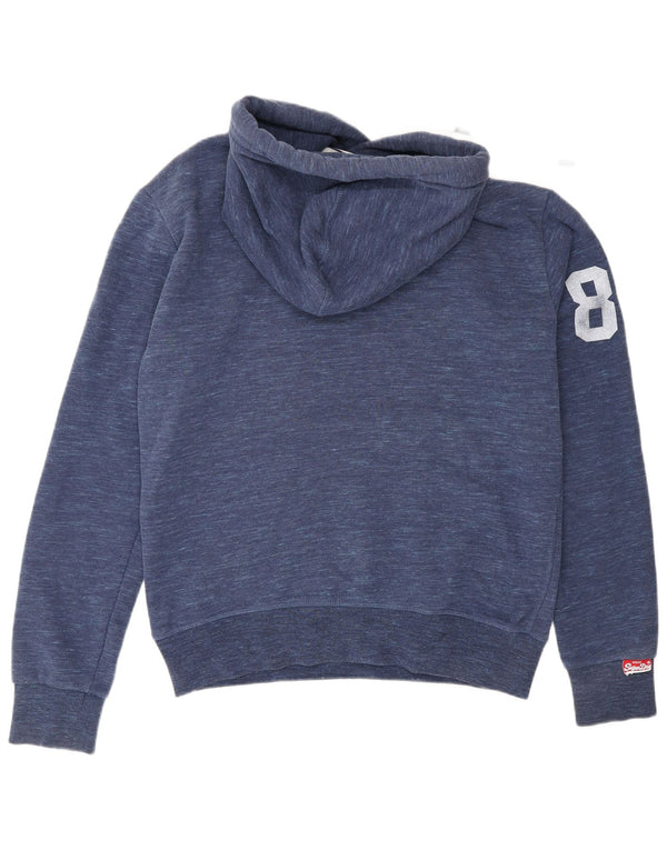 Maglione con cappuccio grafico da uomo Superdry in cotone chiazzato blu navy medio