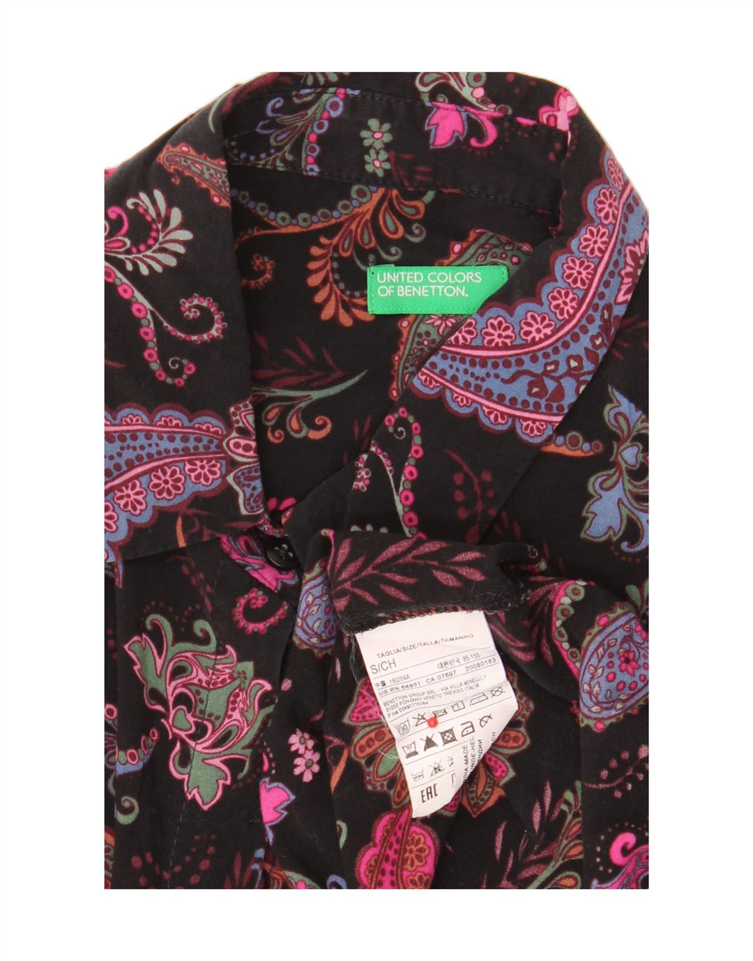 Camicia da donna BENETTON UK 10 Small Black Paisley Modal