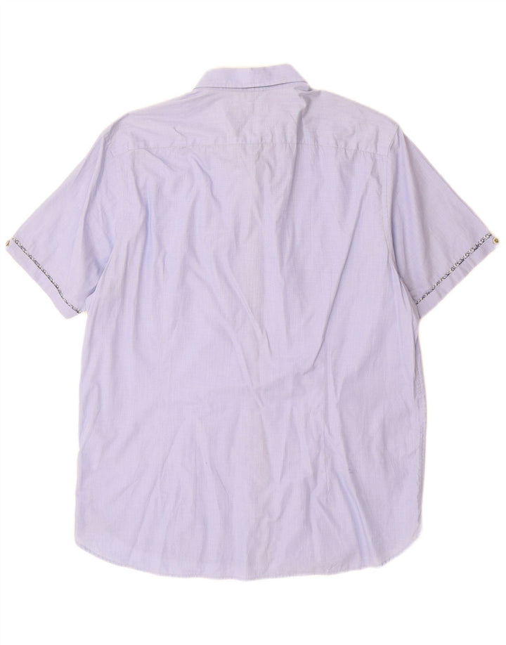 Ted Baker Camicia a maniche corte da uomo taglia 5 XL in cotone blu