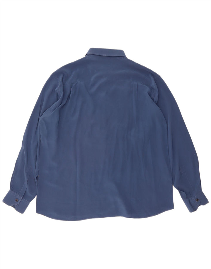 Camicia da uomo CASSERA taglia 42 16 1/2 grande seta blu navy