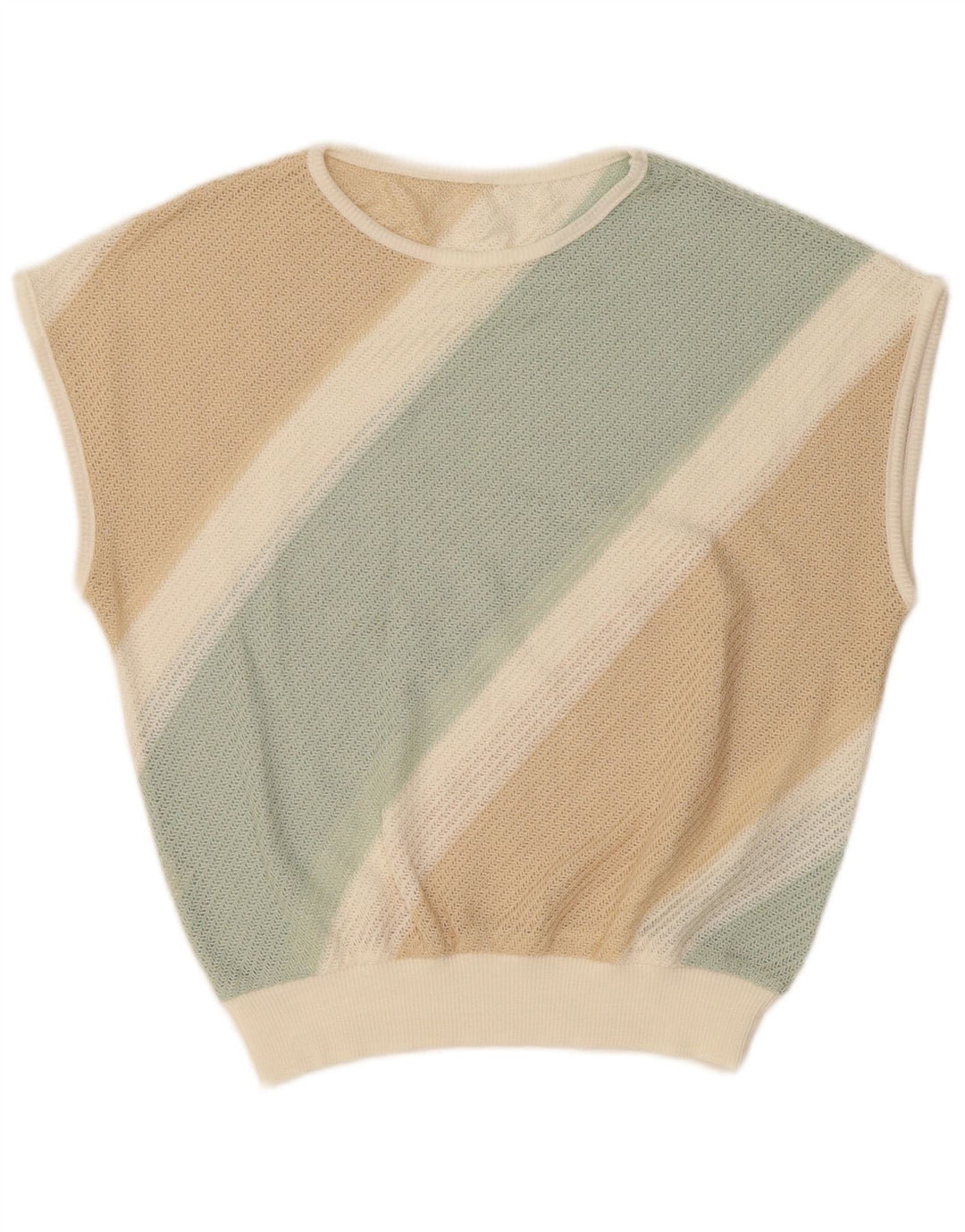 Canotta da donna VINTAGE Canotta UK 16 Large Beige a righe