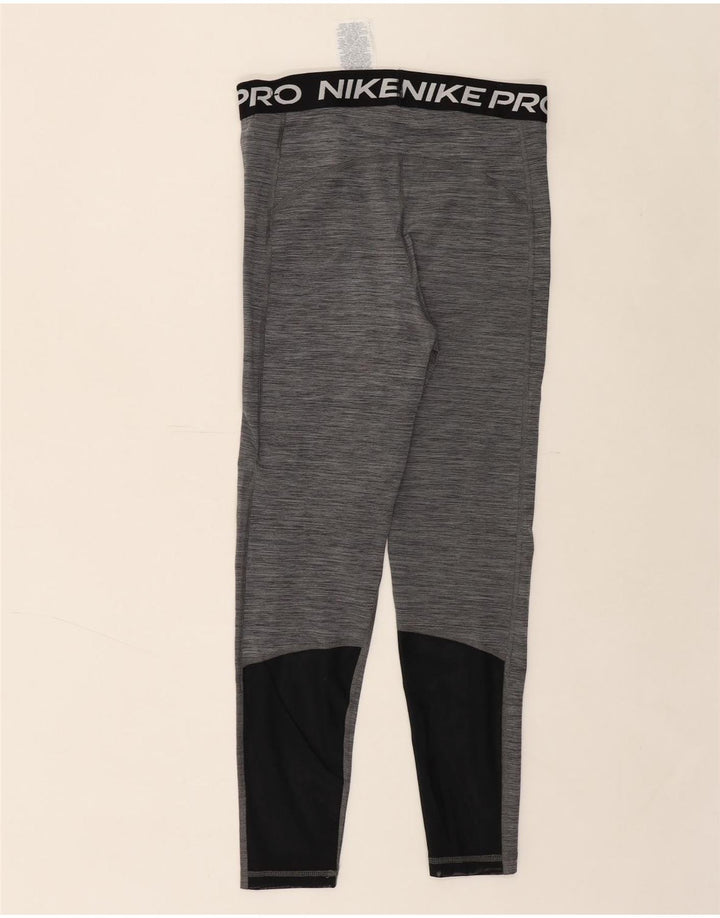 NIKE Womens Dri Fit Graphic Leggings UK 12 Medium Grey Colourblock Vintage Nike and Second-Hand Nike from Messina Hembry 