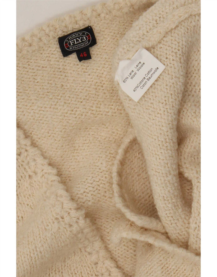 Maglione cardigan oversize da donna Fly 3 IT 46 Large Beige Lana