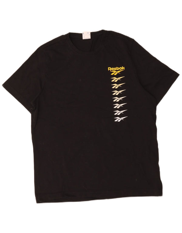 T-shirt grafica da uomo Reebok Top grande in cotone nero