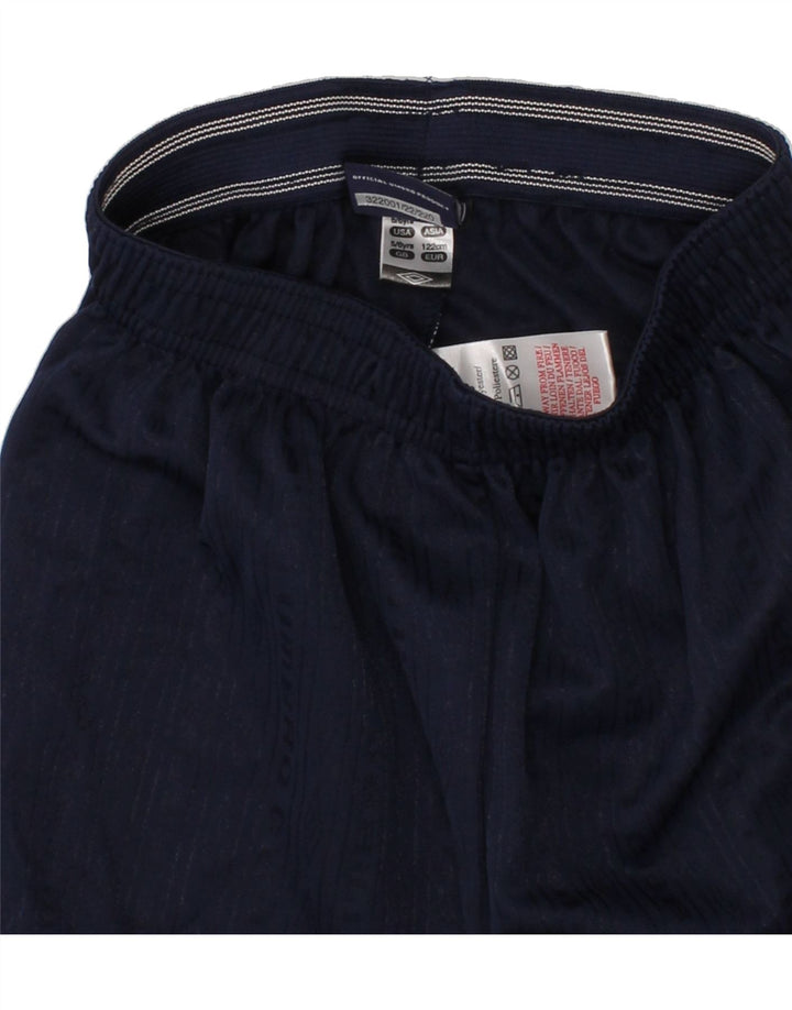 UMBRO Boys Sport Shorts 5-6 Years Navy Blue Striped Polyester Vintage Umbro and Second-Hand Umbro from Messina Hembry 