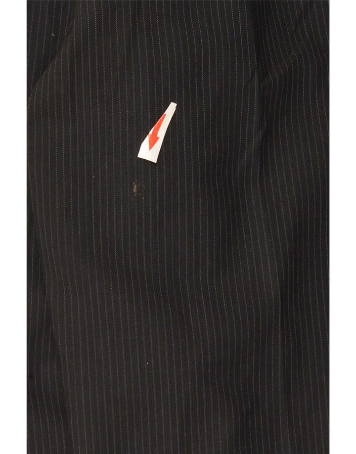 Pantaloni da abito con pegging da uomo Marks & Spencer W36 L33 poliestere gessato nero