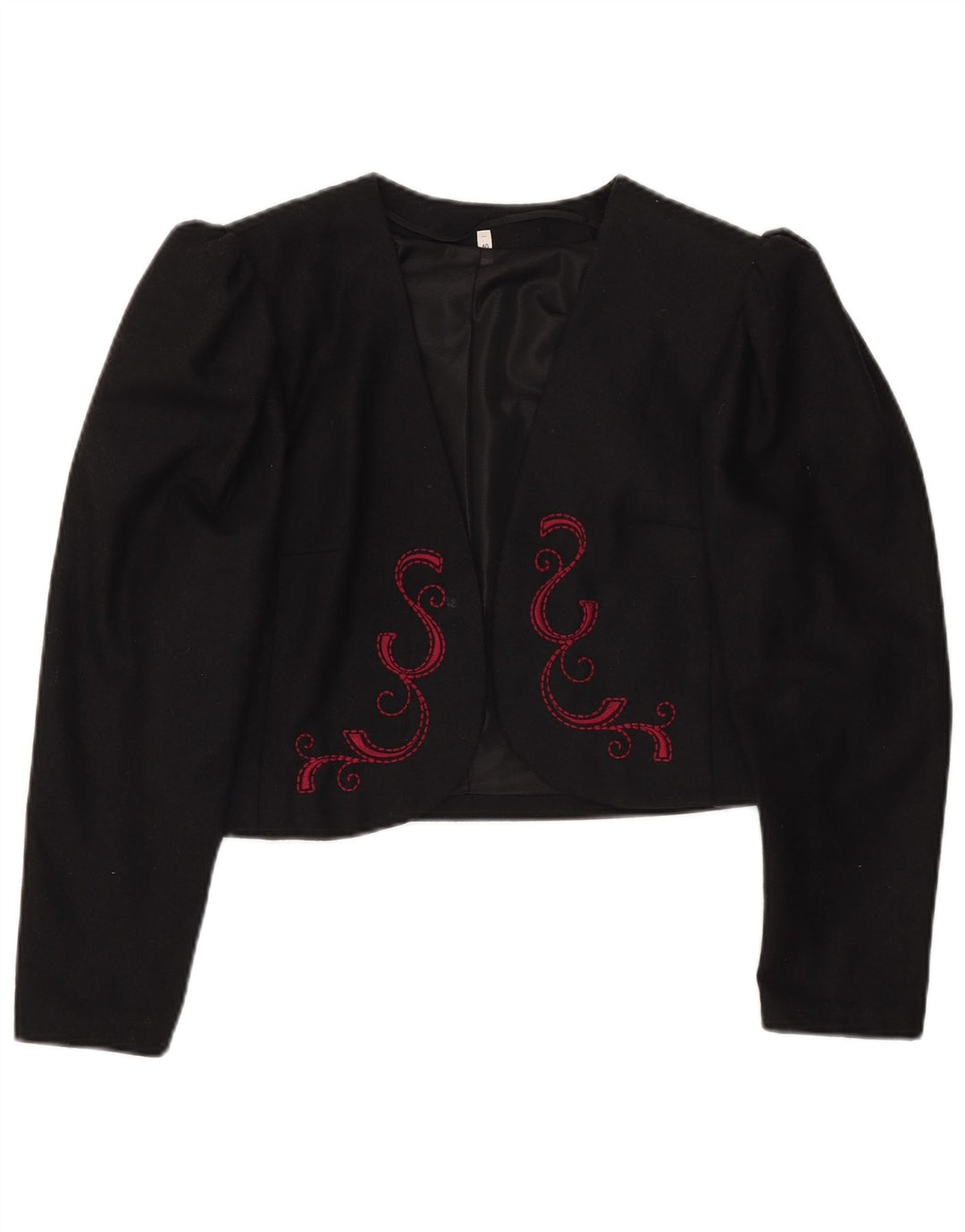 Giacca blazer corta da donna vintage EU 40 poliestere nero medio