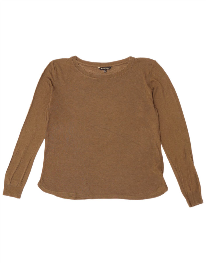 Massimo Dutti Maglione da donna con scollo a barchetta UK 14 Lyocell kaki medio