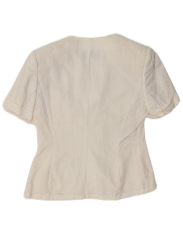 Camicetta vintage da donna a maniche corte UK 10 Small White Cupro
