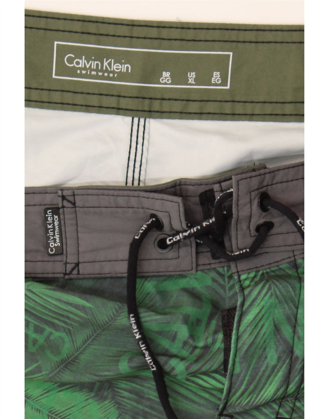 CALVIN KLEIN Mens Graphic Swimwear XL Green Vintage Calvin Klein and Second-Hand Calvin Klein from Messina Hembry 