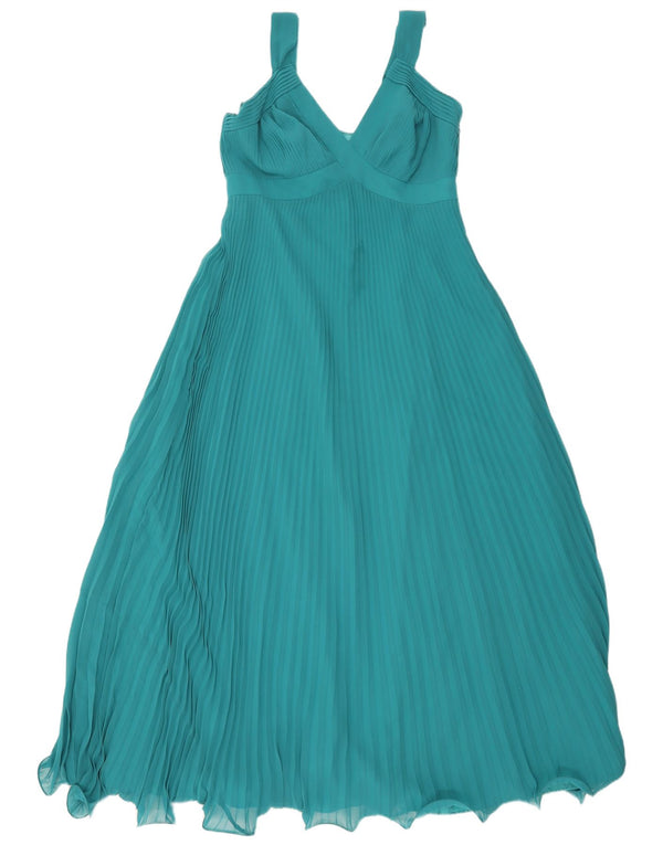 Abito lungo senza maniche da donna Monsoon UK 14 Grande poliestere gessato verde