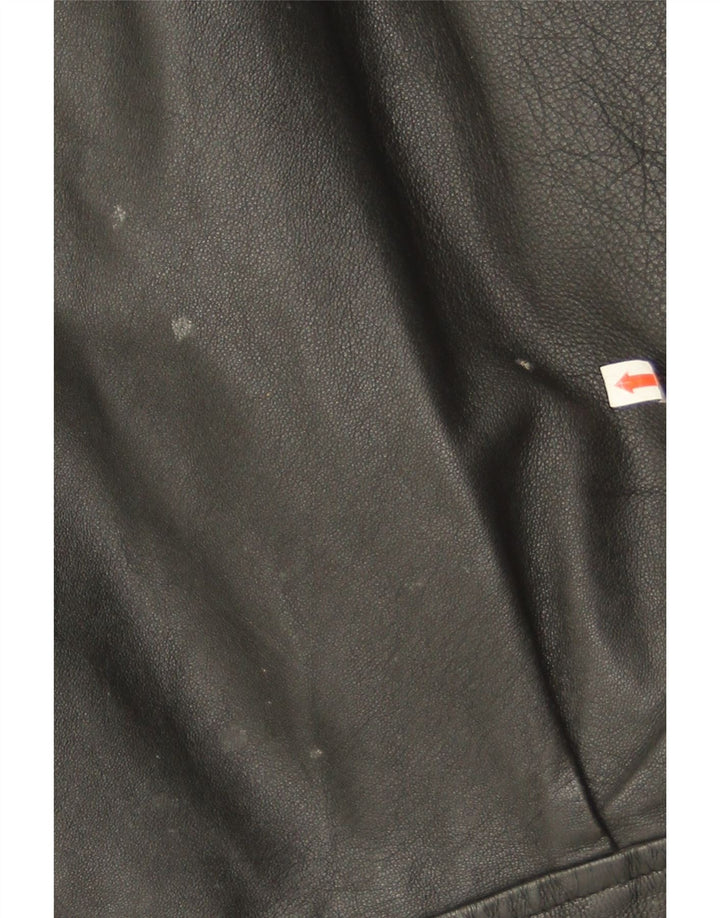 Giacca in pelle oversize da donna vintage UK 10 piccola in pelle nera