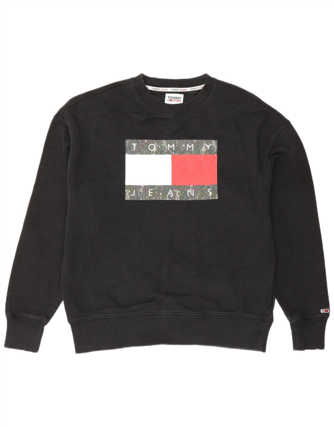 Tommy Hilfiger Uomo Felpa grafica Maglione Piccolo Nero Colourblock