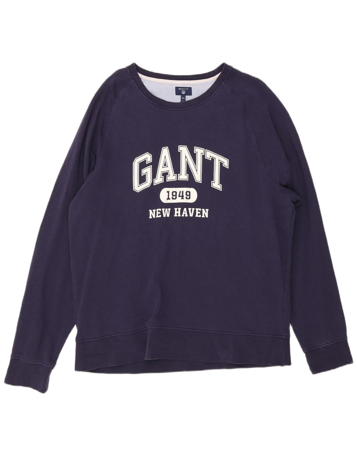 GANT Felpa grafica da uomo New Haven Felpa 4XL Cotone blu navy