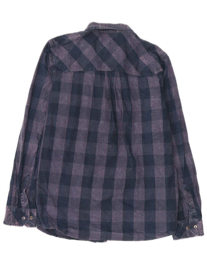 Camicia da uomo Saltrock piccola in cotone a quadri blu navy