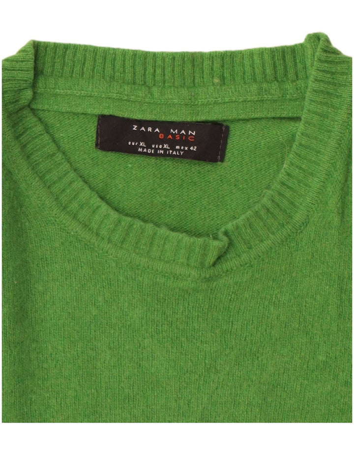 Maglione maglione girocollo da uomo Zara XL in lana verde