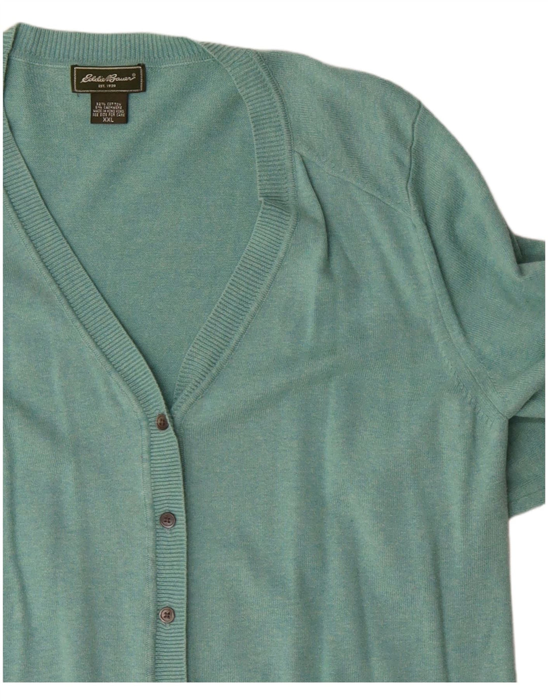 Maglione cardigan da donna EDDIE BAUER UK 20 2XL cotone verde