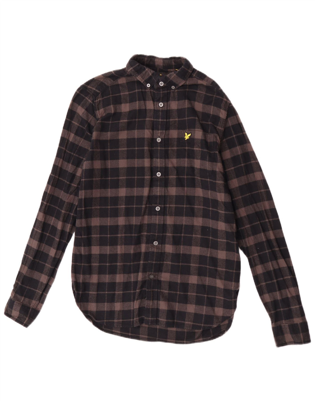 Lyle & Scott Camicia da uomo in flanella di cotone a quadri marrone piccolo