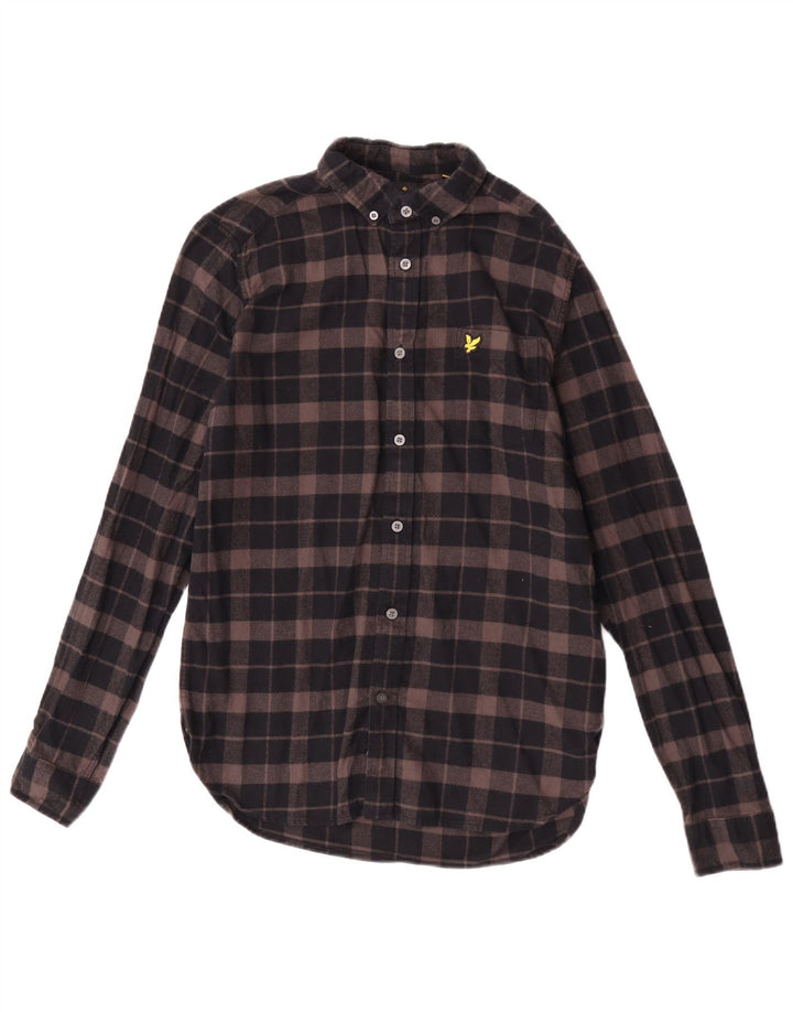 Lyle & Scott Camicia da uomo in flanella di cotone a quadri marrone piccolo