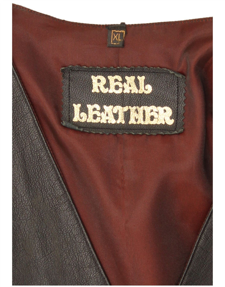Gilet in pelle da uomo vintage XL in pelle nera