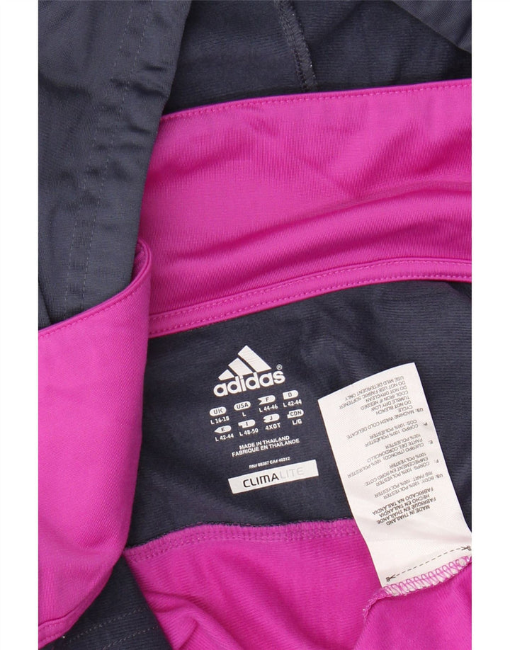 Maglione con cappuccio e zip ADIDAS da donna Climalite UK 16/18 Large Pink Colourblock
