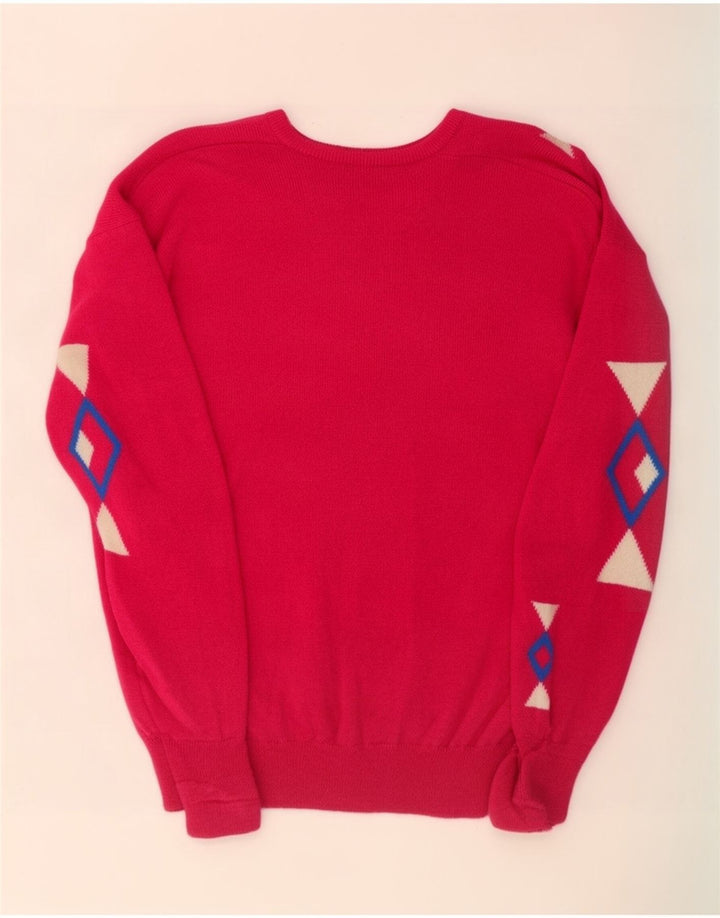 Pringle Maglione da uomo con scollo a V in lana geometrica rosa medio