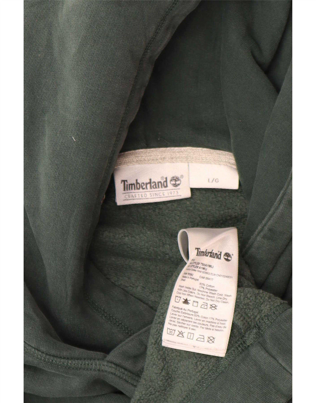 Maglione con cappuccio da uomo Timberland grande in cotone verde