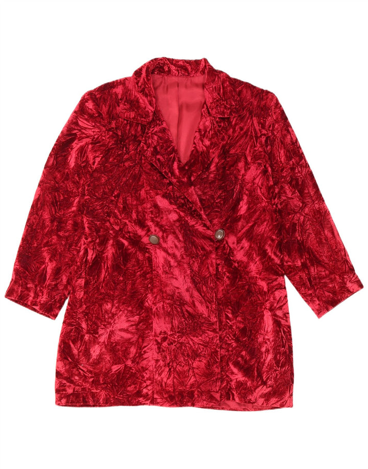 Giacca blazer vintage da donna con motivo astratto lungo e lungo UK 14 rosso medio
