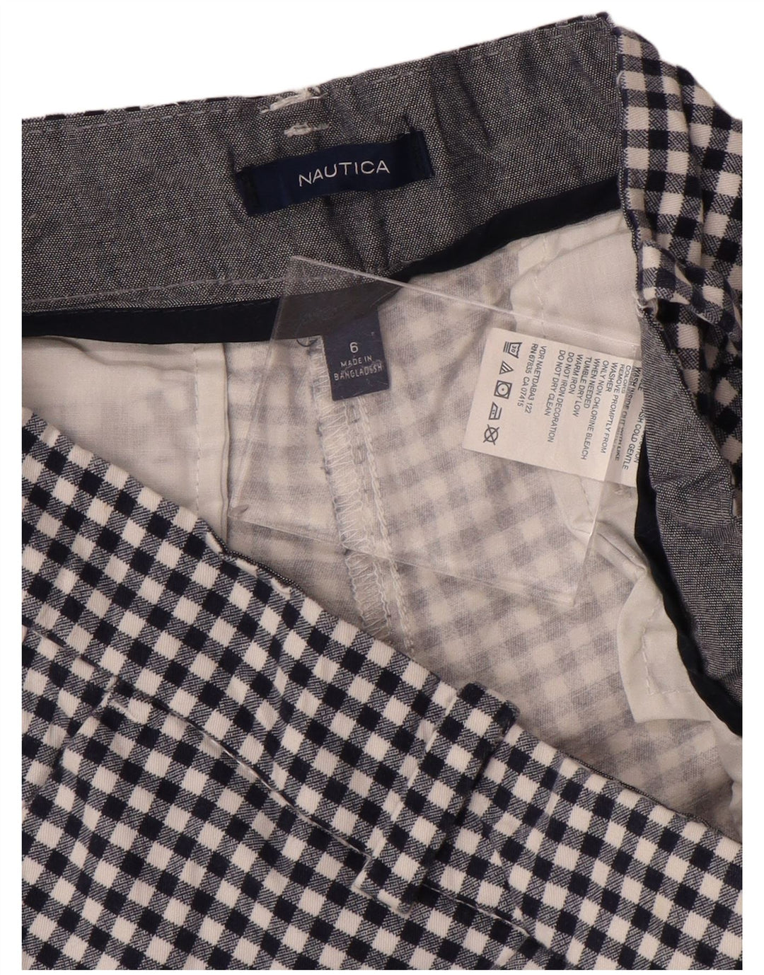 Pantaloncini chino da donna NAUTICA US 6 medi W32 cotone a quadretti blu navy