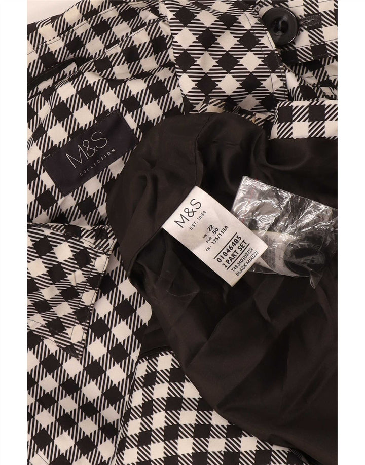 Trench da donna Marks & Spencer UK 22 3XL Poliestere pied de poule nero