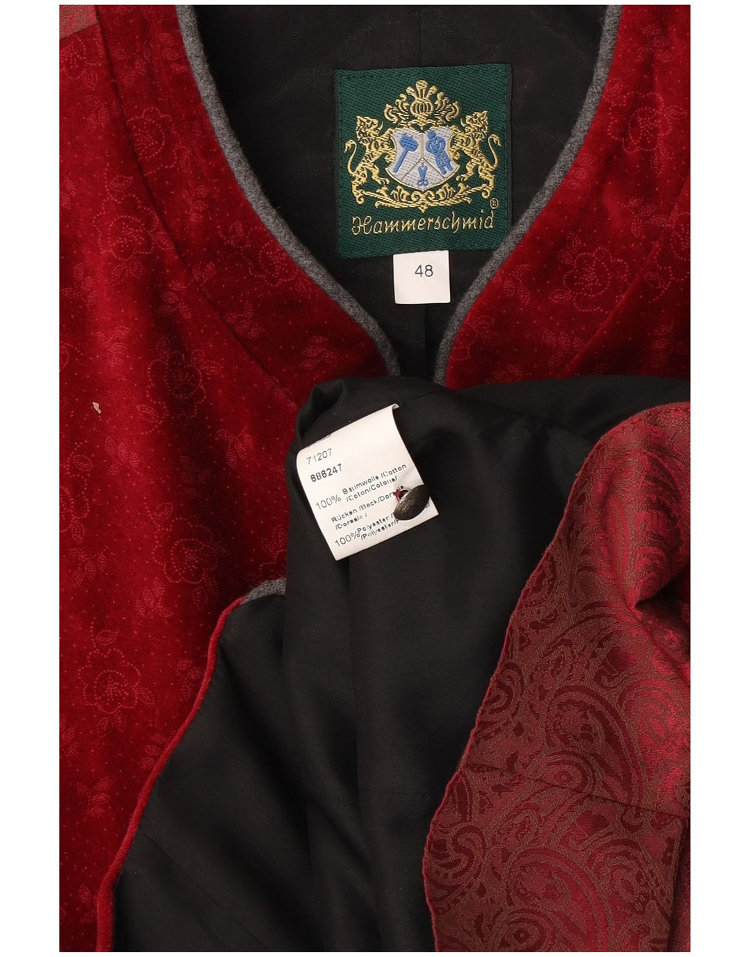 Gilet da uomo Hammerschmid EU 48 cotone floreale rosso medio