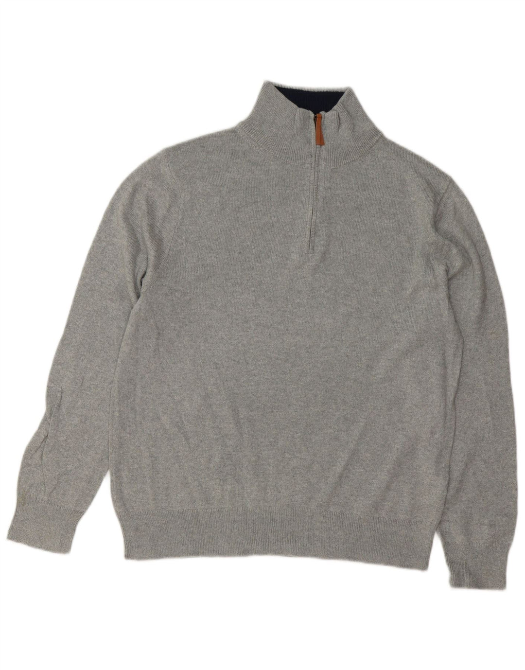 J. CREW Maglione da uomo con zip e collo grande in cotone grigio