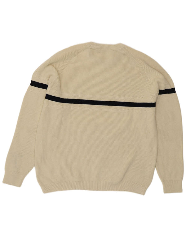 Maglione girocollo da uomo Conte of Florence XL in cotone a righe bianco sporco