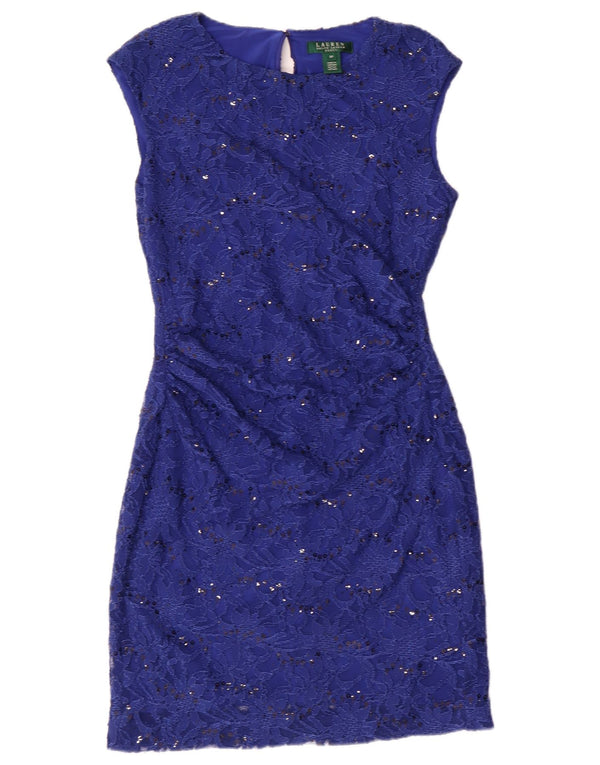 Abito tubino senza maniche da donna Ralph Lauren US 8 Nylon floreale blu medio