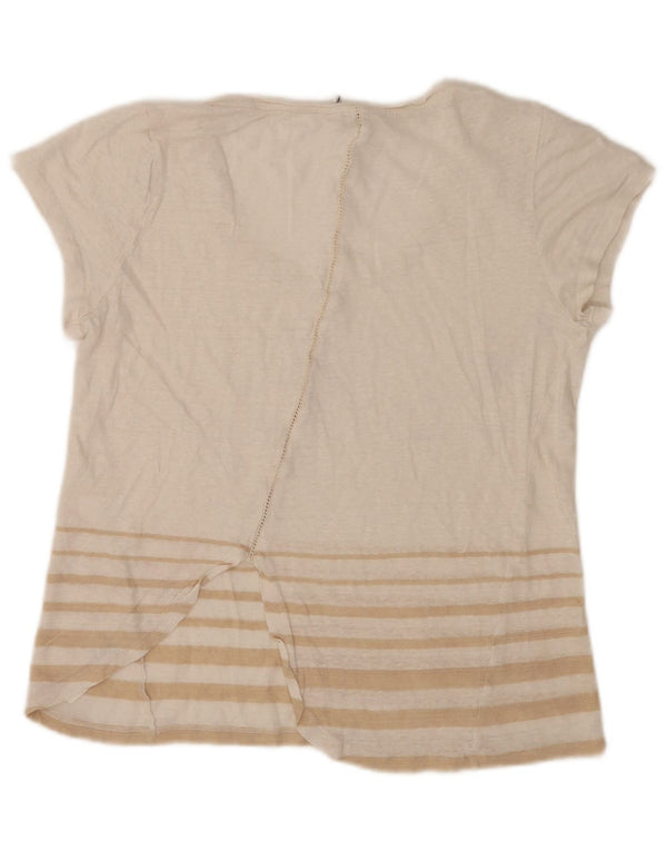 T-shirt da donna Fat Face UK 14 Lino a righe bianche medie