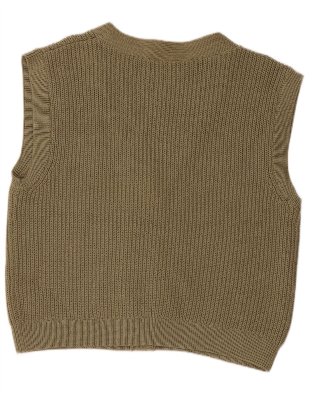 Maglione cardigan senza maniche corto da donna Marks & Spencer UK 14 medio cachi