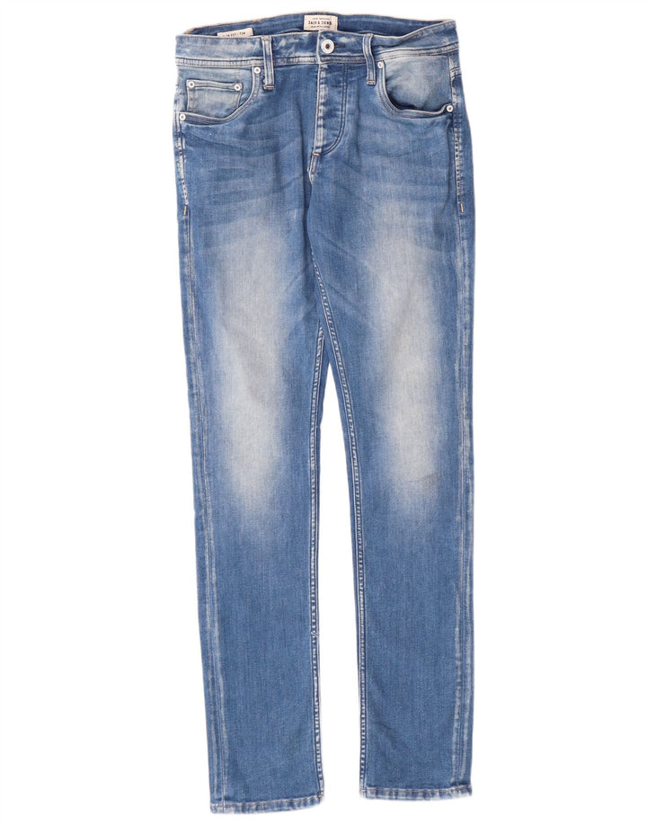Jack & Jones Uomo Tim Slim Jeans W30 L32 Cotone Blu