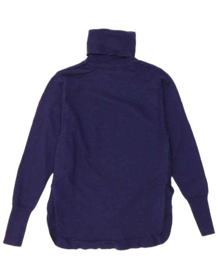 Maglione maglione collo alto da donna REISS UK 8 piccolo lana blu navy
