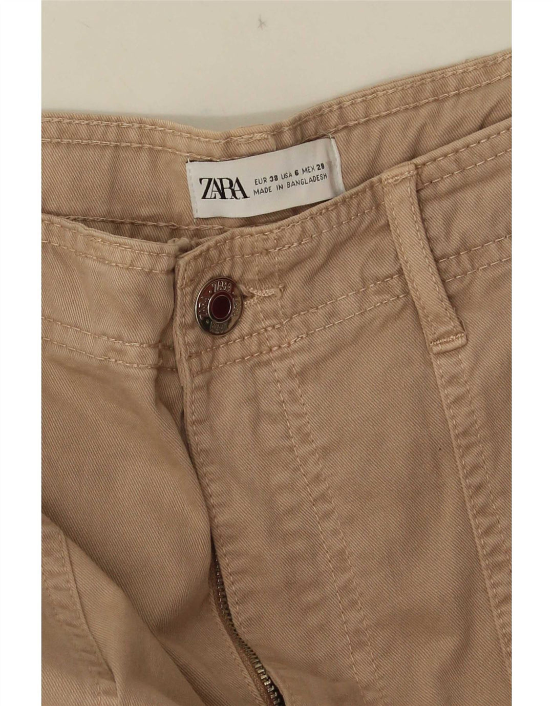 Pantaloni cargo dritti da donna Zara EU 38 Small W28 L33 Beige