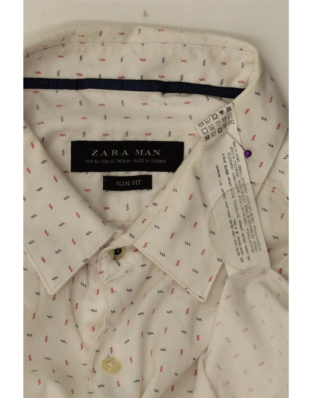 Camicia ZARA da uomo slim fit XL in cotone maculato bianco