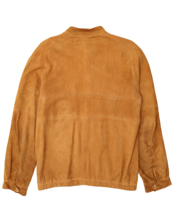 Giubbotto bomber in pelle scamosciata vintage da uomo UK 38 Marrone medio