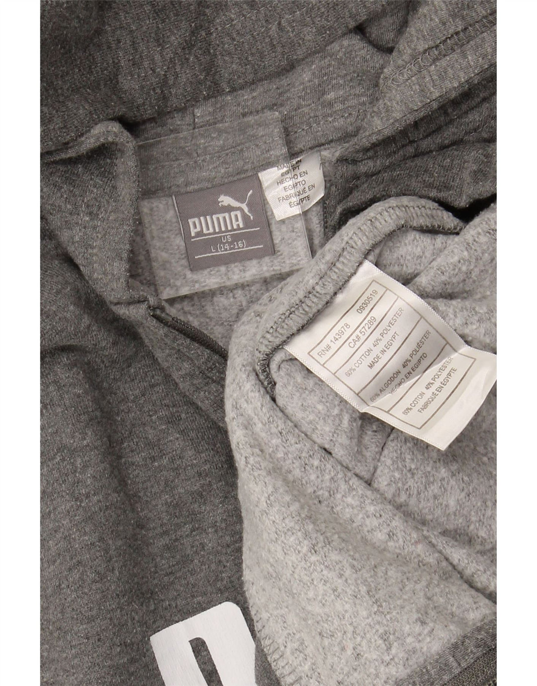 Felpa con cappuccio e zip grafica PUMA per ragazzi 12-13 anni, grande in cotone grigio