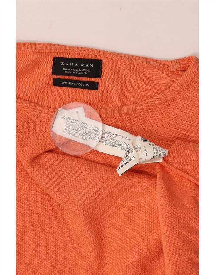 Maglione Zara da uomo con scollo a barca in cotone rosa medio