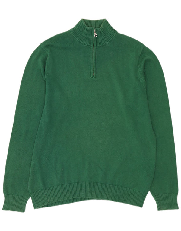MARKS & SPENCER Maglione da uomo con zip e collo in cotone verde medio