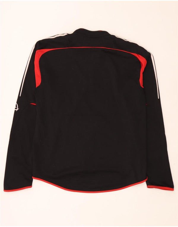 Adidas Uomo Zip Neck Pullover Tuta Top Large Nero Colourblock