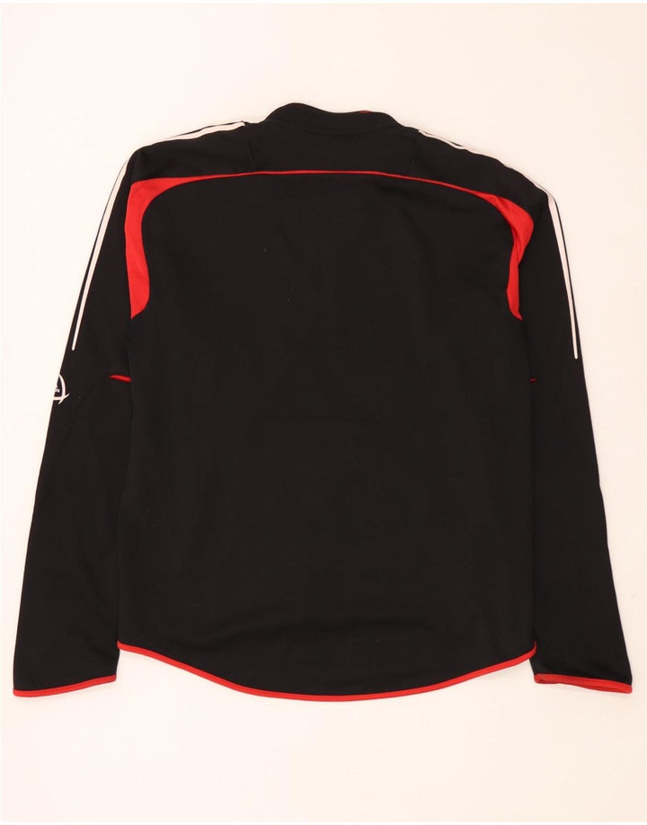 Adidas Uomo Zip Neck Pullover Tuta Top Large Nero Colourblock