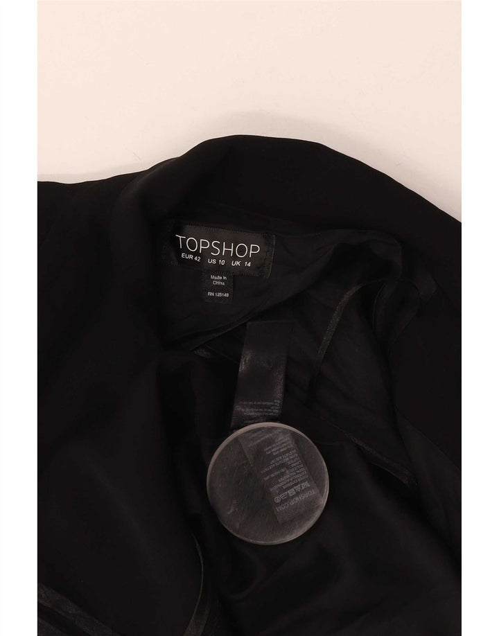Giacca blazer aperta da donna Topshop UK 14 grande poliestere nero